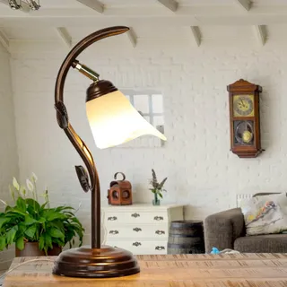 Tischlampe Shabby Braun antik h:40cm Floral LOELLA lampe Schreibtisch Nachttisch