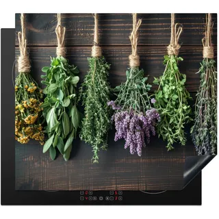 KitchenYeah© Herdabdeckplatte Einteilig Küche Glaskeramikkochfeld Abdeckplatte | 57x51 cm - Glaskeramikkochfeld Abdeckung Induktionskochfeld Schutzmatte Pflanzen - Holz - Blumen - Trocknen