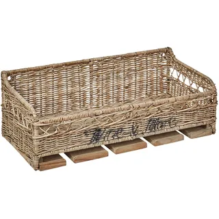 BELIANI Wandregal Weinglashalter Natur Rattan aus Metall Teakholz Seil Handgefertigt Boho Stil Wohneinrichtung - Beige