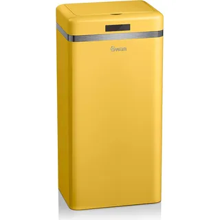 SWAN SWKA4500YELNEU Retro Mülleimer mit Automatisch öffnender Sensor, Metall, 45 L, Vintage-Design Gelb - Gelb