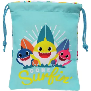 Baby Shark Surfing - Snacktasche, Tasche für Snacks, Qualität und maximale Widerstandsfähigkeit, für Mahlzeiten, Freizeit, 20 x 25 cm, Blau und Weiß, blau/weiß, Estándar, Lässig