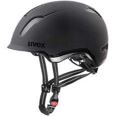 uvex city 9 - robuster City-Helm für Damen und Herren - inkl. LED-Licht - individuelle Größenanpassung - black matt - 53-57 cm