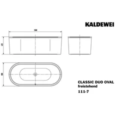 Bild von Classic Duo Oval, freistehende Badewanne, 180x80x42 cm, mit Schürze schwarz, 111-7, Farbe: weiß-alpin