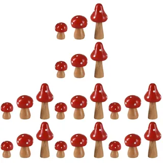 TOYANDONA 24 Stück Holz Pilz Pilz Deko Mini Pilz Holzteile zum Basteln Mini Pilz Deko