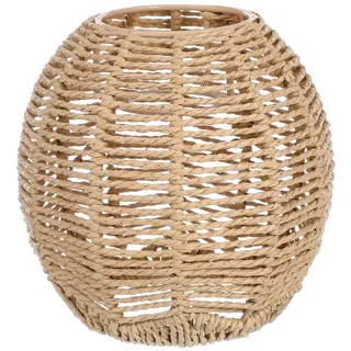 Happyyami Gewebt Lampenschirm Retro Rattan Gewebt Korb Decke Hängelampe Abdeckung Vintage Kronleuchter Lampenschirm für Esszimmer Wohnzimmer in Khaki 14x15CM