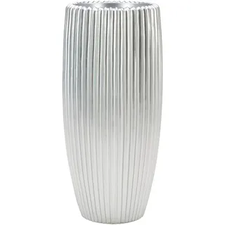 Ambia Home Vase , Silberfarben , Kunststoff , rund , 77 cm , handgemacht, zum Stellen , Dekoration, Vasen