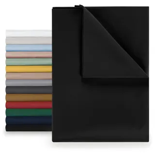 Blumtal® Basic Betttuch 180x275 cm für Matratzen 120x200 cm - Bettlaken ohne Gummi - OEKO-TEX zertifiziertes Betttuch ohne Gummi - Leintuch aus gebürstetem Microfaser- Leintuch 120 x 200 cm in Schwarz