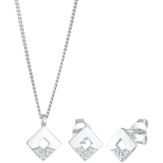 Elli DIAMONDS Diamanten (0.045 ct) Geo Design 925 Silber Schmuck-Set Damen