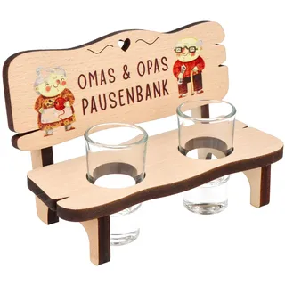 Spruchreif · Schnapsbank mit Gravur · Schnapslatte mit 2 Gläsern · Geschenke für Großeltern · Pausenbank für Oma und Opa · Geschenk Großeltern
