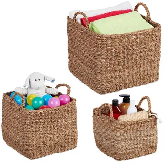 Relaxdays Aufbewahrungskorb 3tlg. Set 35 x 40 x 36 cm Braun/Bronze