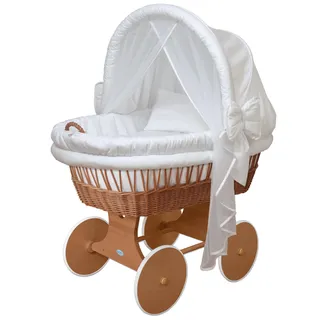 WALDIN Baby Stubenwagen-Set mit Ausstattung,XXL, Bollerwagen, komplett,Weiß,Gestell/Räder lackiert - Weiß