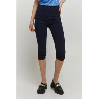 b.young BYKEIRA BYDIXI Damen Capri Jeans Hose Stoffhose mit Stretch und Raffung Eingrifftasche Gesäßtasche Viskosemischung Slim fit - Blau