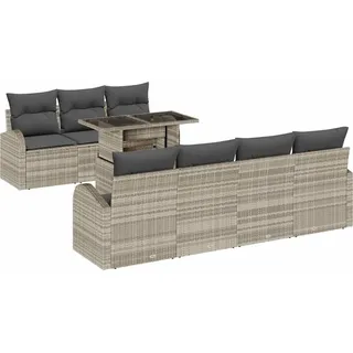 vidaXL Gartensofa-set 8 stk. Hellgrau Poly-Rattan - Hellgrau