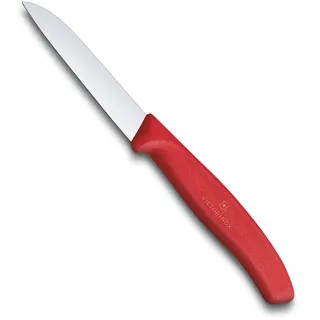 Victorinox, 6.7401, Swiss Classic, Gemüsemesser, Extra scharfe Klinge, mit geradem Schliff, robuster Kunststoff-Griff, Rot, Made in Switzerland, Spülmaschinengeeignet