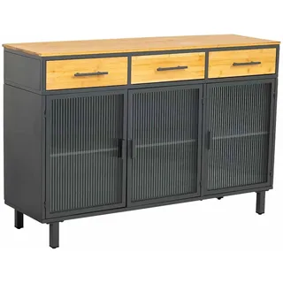 Wanderlust Schrank aus Glas und Holz mit 3 Schubladen, Schwarz, 120x35x80h cm , 120x79x35 cm , Esszimmer, Anrichten