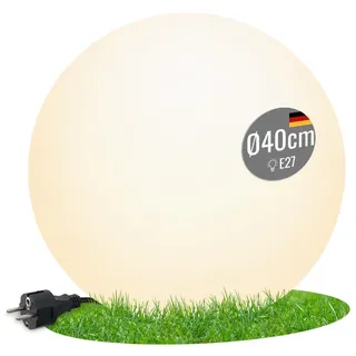 8 seasons LED Kugelleuchte 40 cm Shining Globe weiß – Kugellampe für außen | wetterfest IP65, LED austauschbar, E27-Fassung, warmweißes Licht, mit Strom, Leuchtkugel für Garten, Terrasse, Balkon