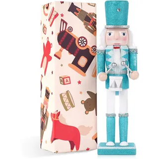 VorFor Hellgrüner Trommelmann Trommel Nussknacker Figur,30CM Nussknacker Weihnachten Dekoration,Holz Handwerk Deko Weihnachts Dekoration,Kann Als Weihnachtsdekorationen,Stücke Oder Geschenke.