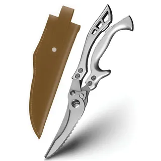 Küchenschere Resteq Modell 2in1 für Knochen, Gehäuse, Edelstahl - Silber, Schwarz