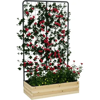 Outsunny Hochbeet mit Rankhilfe 145 x 38 x 80 cm Braun