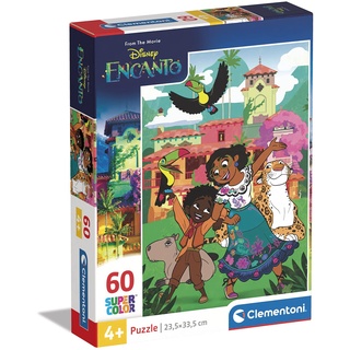 Clementoni - 26192 - Supercolor Puzzle - Disney Encanto - Puzzle 60 Teile Ab 5 Jahren, Buntes Kinderpuzzle Mit Besonderer Leuchtkraft & Farbintensität, Geschicklichkeitsspiel Für Kinder