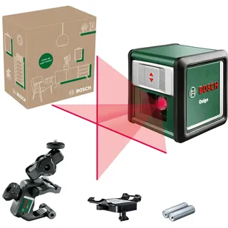 Bosch Kreuzlinienlaser Quigo mit Universalklemme MM 2 (einfaches und präzises Ausrichten mit flexibler Positionierung des Tools dank Klemme, im E-Commerce Karton)