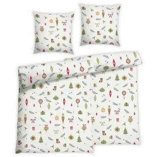 Florella Bettwäsche , Weiß , Textil , Weihnachten , 135x200 cm , pflegeleicht, atmungsaktiv, hautfreundlich, angenehm wärmend, schadstoffgeprüft , Heimtextilien, Bettwäsche & Leintücher, Bettwäsche, Flanell-Bettwäsche