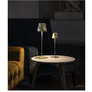 LED-Tischleuchte Poldina Pro Air Force Blue Gold Leaf Craquelè wiederaufladbar und dimmbar mit Akku bis zu 12 Stunden