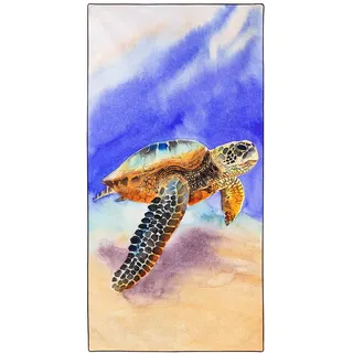 Violetpos Schnell Trocknende und Leichte Strand Handtücher Strandtuch groß 90x180 cm Schnelltrocknendes Mikrofaser Bedrucktes mit Künstlerisch Farbe Halo Schildkröte