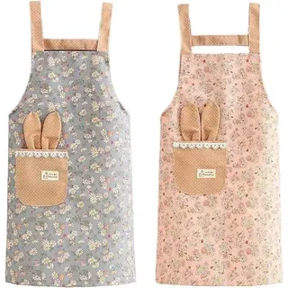 Zwei Küchenhalter für Frauen - Blumenhalter für Kochen Backen Gartenar, vintage Schürze für Bäcker, Geburtstag Hauswarming Muttertag Schürze Geschenk für Mutter Frau Oma, grün