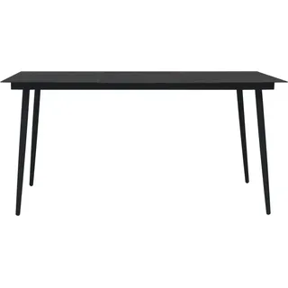 vidaXL Garten-Esstisch Schwarz 150x80x74 cm Stahl und Glas - Schwarz