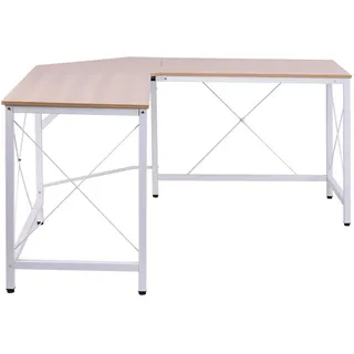 Homcom Eckschreibtisch MDF Natur / Weiß