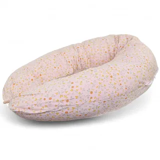 HOBEA-Germany Stillkissen 190 cm x 76 cm XXL Lagerungskissen Schwangerschaftskissen für Baby und Erwachsene Seitenschläferkissen Stillkissen mit Bezug aus Bio Baumwolle, Sommerwiese Altrosa