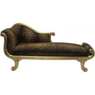 Casa Padrino Barock Chaiselongue Modell XXL Leopard / Gold - Gold