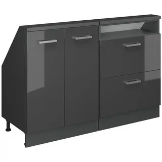 Vicco Küchenschrank FÜR Dachschrägen R-Line Anthrazit Hochglanz 120 cm 2er Set , Schwarz Hochglanz, Anthrazit , Holzwerkstoff , Rechteckig , 120x81.6x46 cm , Küchen, Küchenmöbel, Küchenschränke, Küchenunterschränke
