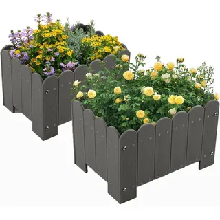 Costway Blumenkubel 2er-Set Grau , Kunststoff , 30 cm , Dekoration, Blumen & Blumentöpfe, Übertöpfe