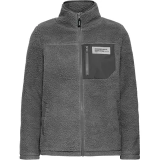 Plüschjacke OXMO "Plüschjacke OXAbby", Damen, Gr. XS, grau (iron gate), Obermaterial: 100% Polyester PES., Jacken Plüschjacke