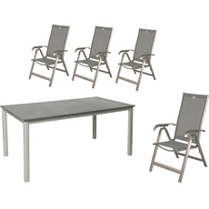 Bild Acatop Garten-Essgruppe 5-tlg. Tisch 160 x 90 cm grau/silber