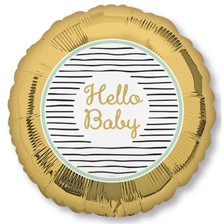 Folienballon * HELLO BABY * als Deko und Geschenk zur Geburt eines Babys | Größe:43cm | für Luft und Helium | Ballon Party Dekoration