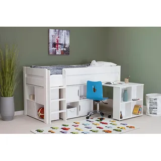 LÜTTENHÜTT Hochbett ROBIN 90 x 200 cm Kiefer massiv lackiert weiß