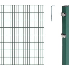 Alberts 654399 Doppelstabmattenzaun als 10 tlg. Zaun-Komplettset | verschiedene Längen und Höhen | kunststoffbeschichtet, grün | Höhe 160 cm | Länge 8 m