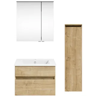 Puris Badezimmer , Eichefarben , Holzwerkstoff , 2 Schubladen , 92.2 cm , Goldenes M, Made in Germany, Dgm , hängend , Badezimmer, Badmöbelsets & -serien, Badmöbel-sets