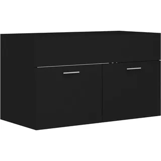 vidaXL Waschbeckenunterschrank Schwarz 80x38,5x46 cm Holzwerkstoff - Schwarz