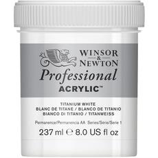 Winsor & Newton 2340644 Professional Acrylfarbe in Künstlerqualität, hohe Farbbrillanz & Deckkraft, Archivqualität, 237ml Topf - Titanweiss