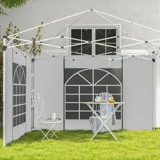 Outsunny Seitenwände für 3 x 3 m Pavillon 2 Stück Weiß 1,95 x 1,95 x 2,95 m
