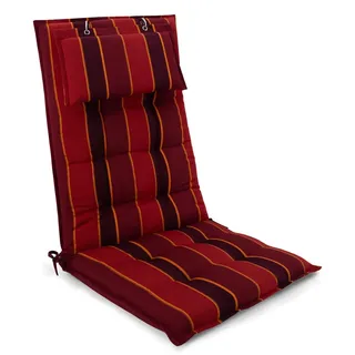 Beautissu Hochlehner Auflage 119 x 50 x 8 cm Rot-Gestreift 1 St.