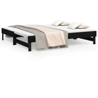 vidaXL Tagesbett Ausziehbar Schwarz 2x(90x190) cm Massivholz Kiefer - Schwarz