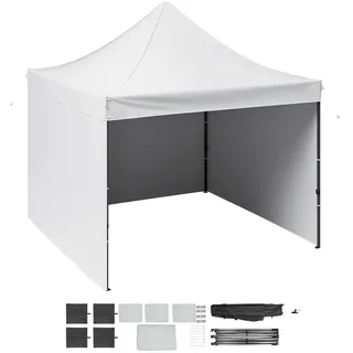 Vevor Pavillon 304,8x304,8x320cm Gartenzelt 500D PolyurethanSilber-Gewebe Faltpavillon höhenverstellbar inkl. Aufbewahrungstasche Partyzelt 6-8 Personen Pop up Zelt Weiß Gartenpavillon für Campingausflug