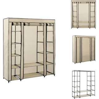 vidaXL Stoffschrank mit Fächern Kleiderstangen Creme 150x45x176cm - Kleiderschränke - Creme