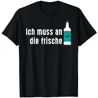 ICH MUSS AN DIE FRISCHE Luft X Likör Minze Pfefferminzlikör T-Shirt, Herren, Schwarz, L