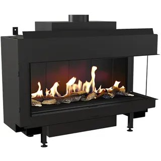Kratki Gaskamin LEO 100 | Eckkamin rechts | 8,2 - 9 kW | Gasart wählbar